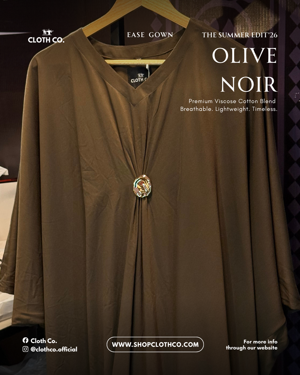 Ease Silhouette Gown-Olive Noir