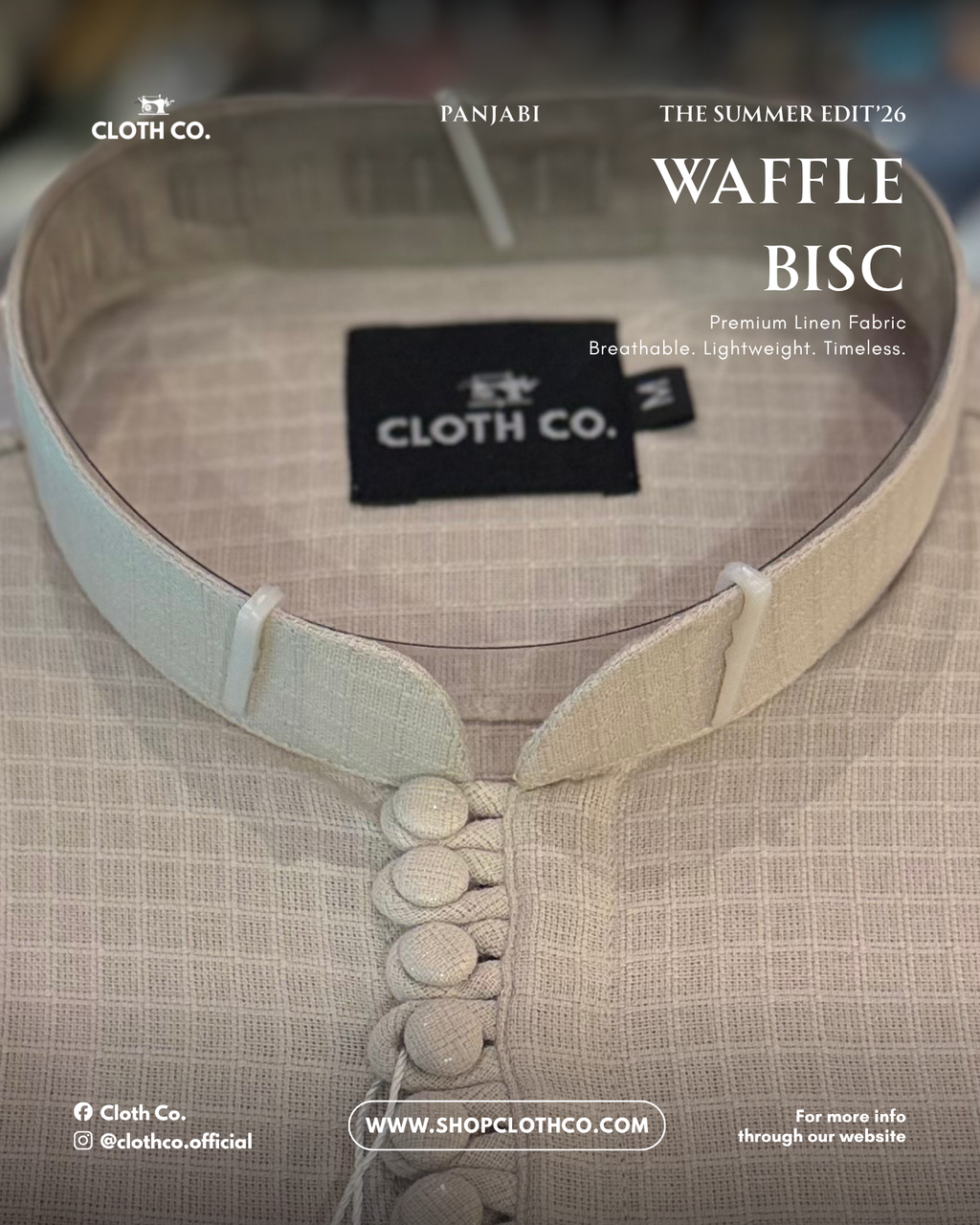Linen Panjabi - Waffle Beige