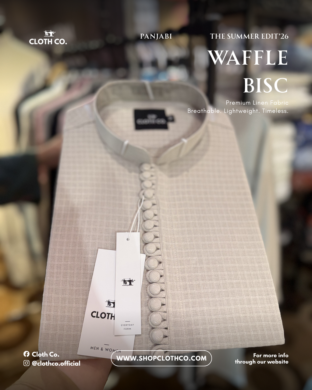 Linen Panjabi - Waffle Beige
