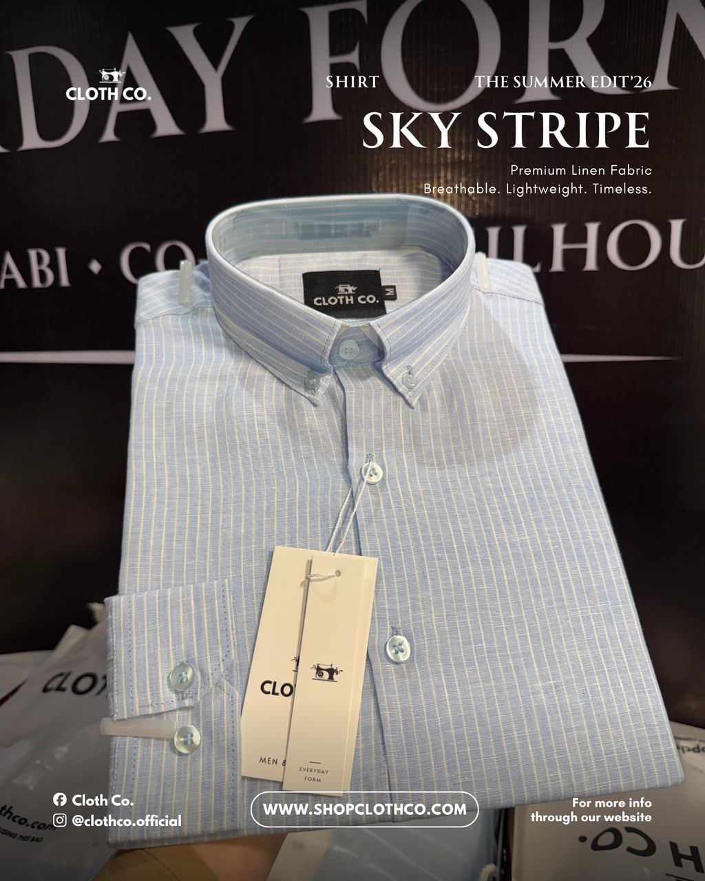 Essential Linen Shirt – Sky Blue Stripe