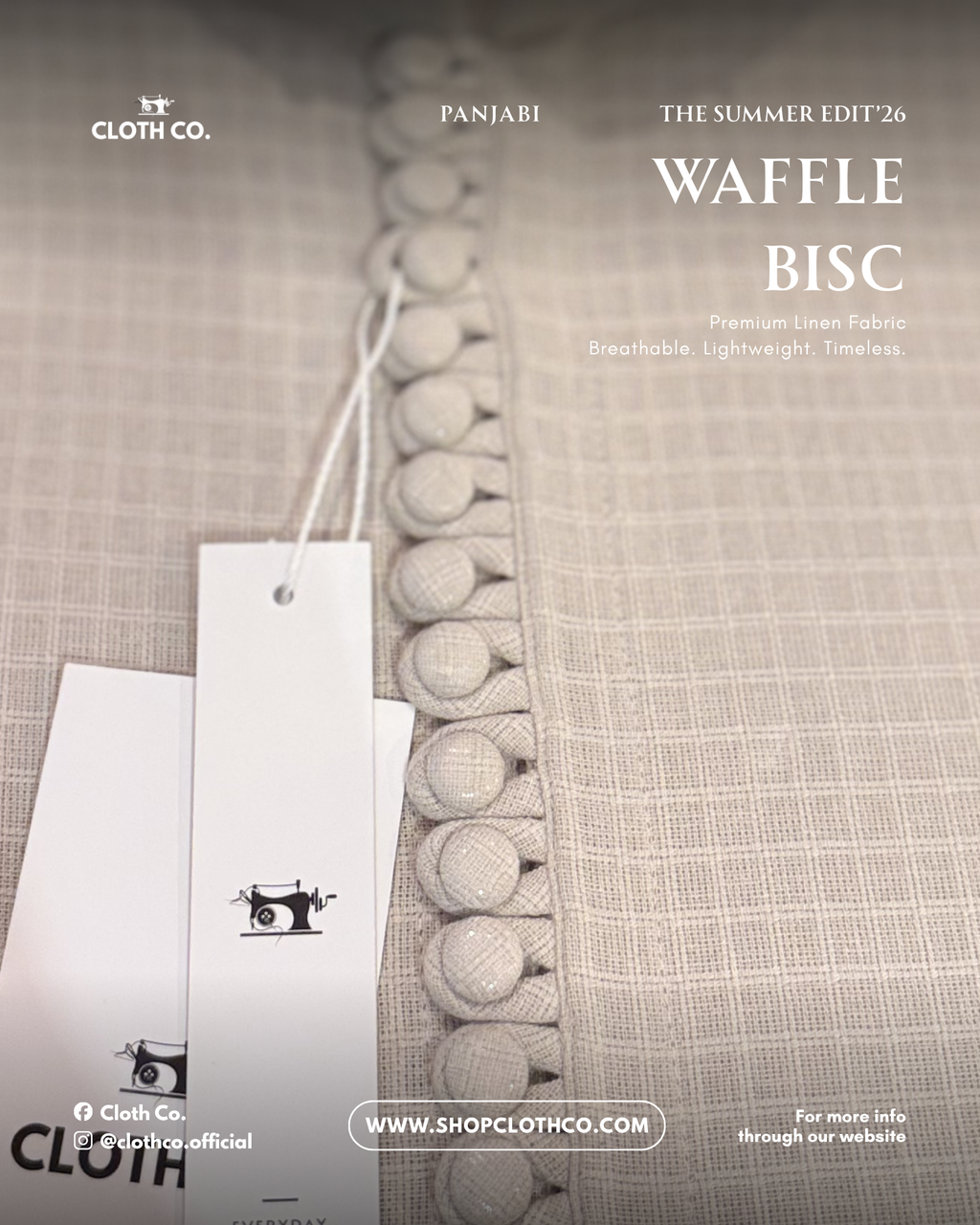 Linen Panjabi - Waffle Beige