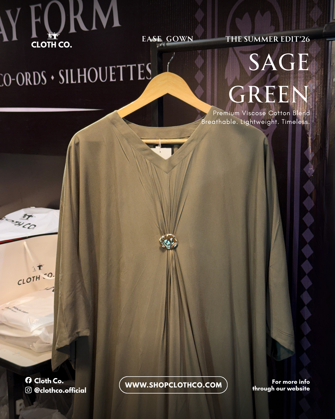 Ease Silhouette Gown-Sage Green
