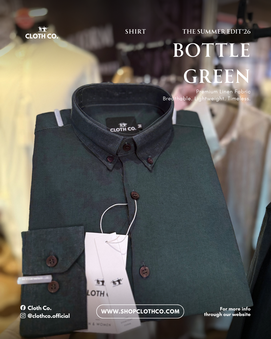 Essential Linen Shirt – Bottle Green