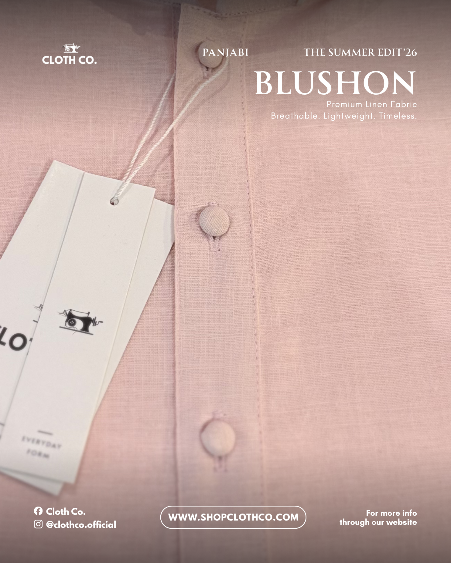 Linen Panjabi - Light Pink