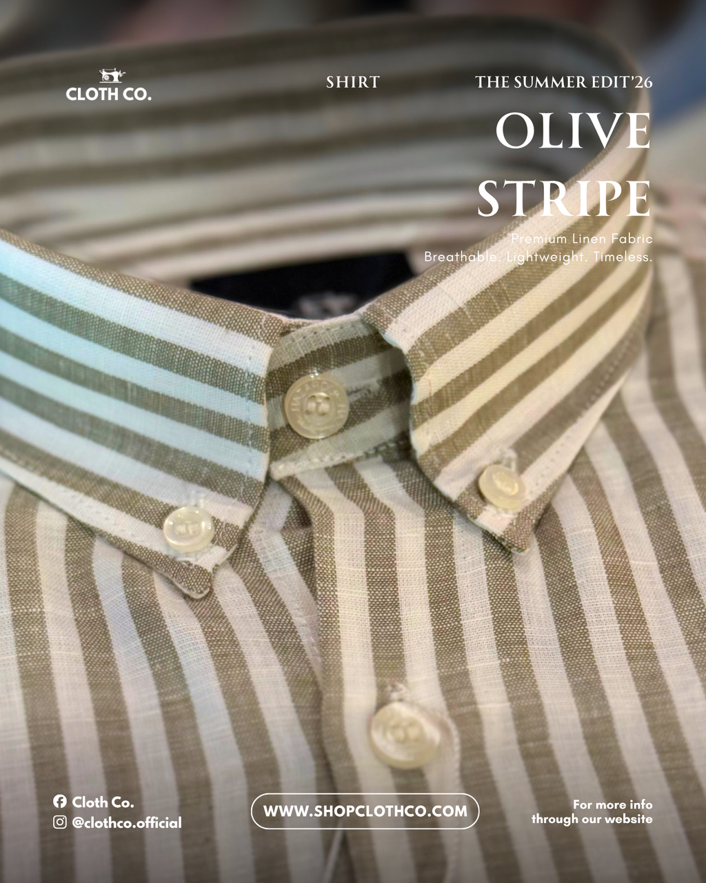 Essential Linen Shirt – Olive Stripe
