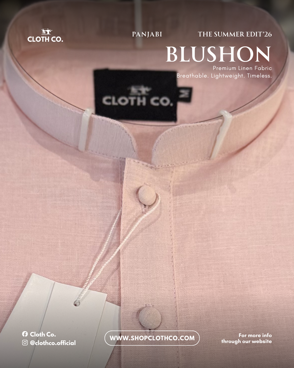 Linen Panjabi - Light Pink