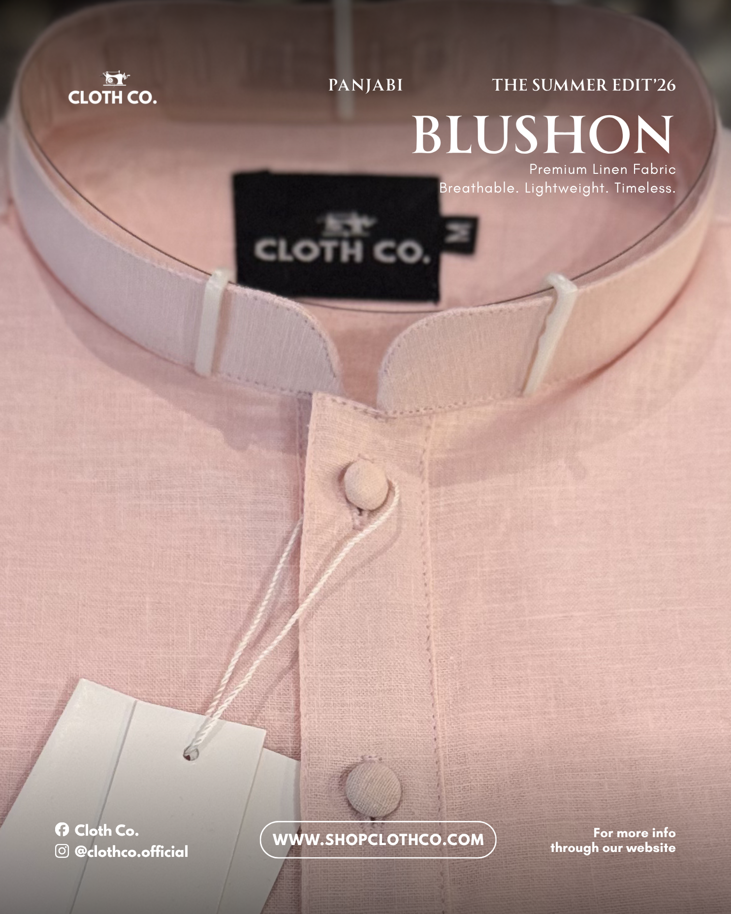 Linen Panjabi - Light Pink