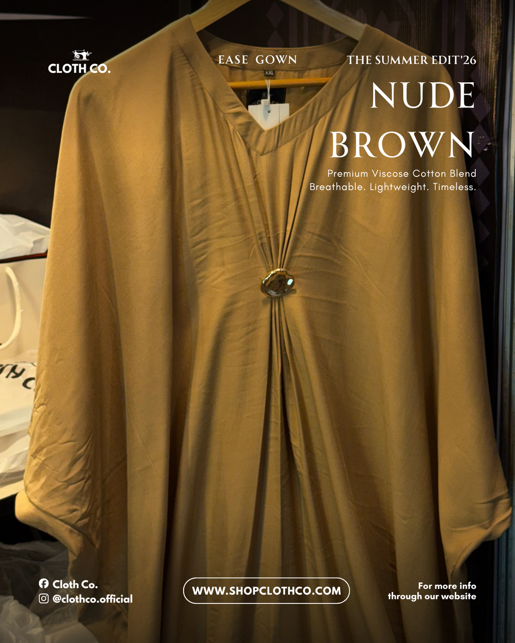Ease Silhouette Gown-Nude Brown