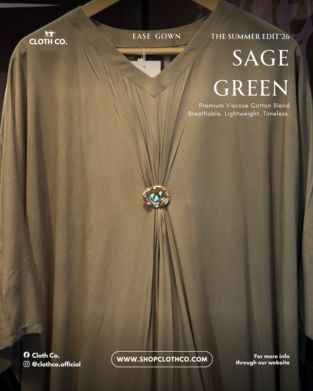 Ease Silhouette Gown-Sage Green