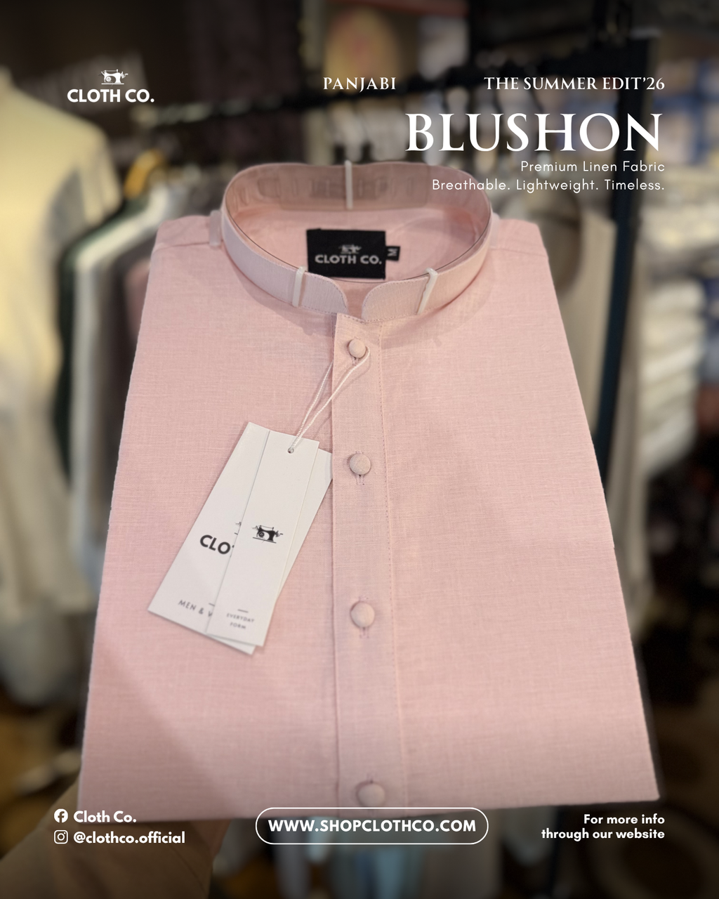 Linen Panjabi - Light Pink