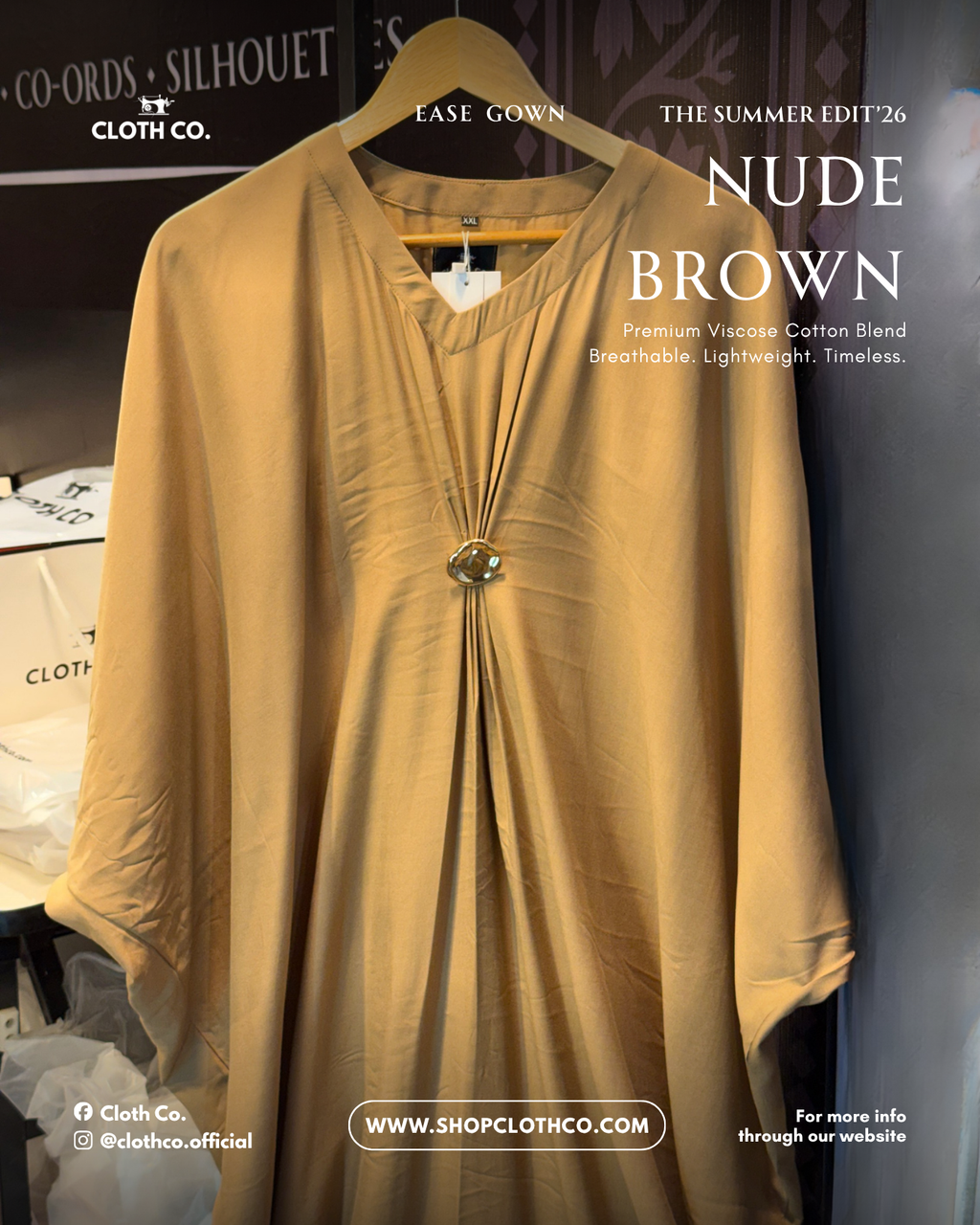 Ease Silhouette Gown-Nude Brown