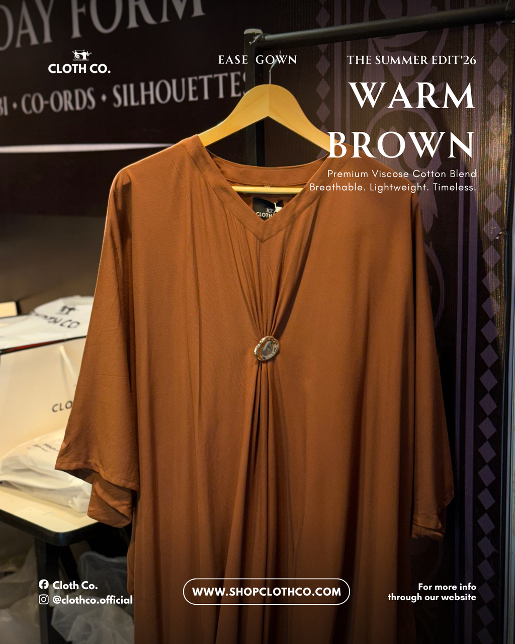 Ease Silhouette Gown-Warm Brown
