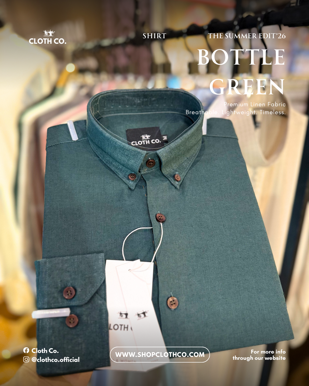 Essential Linen Shirt – Bottle Green